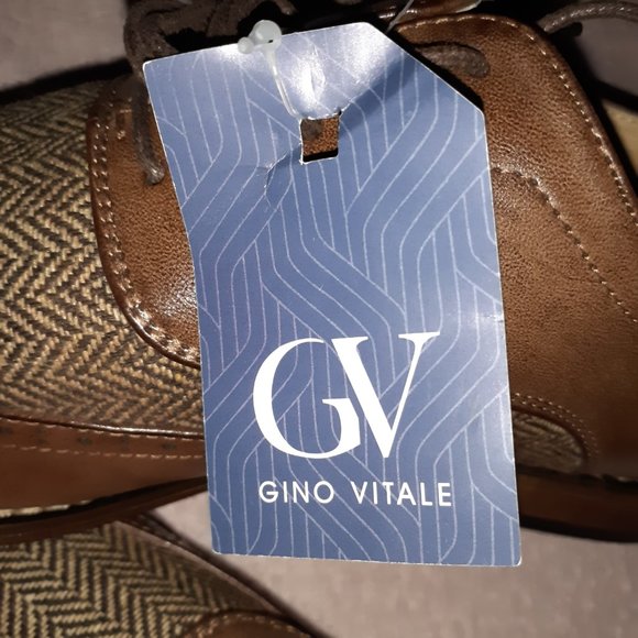 GINO VITAL - GV - Men's Wing Tip Brogue Two Tone Dress Shoes - NEVER WORN - Picture 2 of 9
